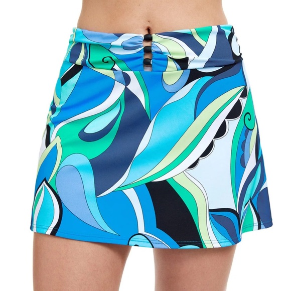 Gottex Small Skirt Profile by Gottex Retro Love Swim Coverup in Multi Blue NWT - Picture 1 of 13
